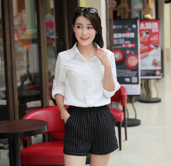 長版女白襯衫韓版,平價OL上班族學生長袖襯衫wcps118