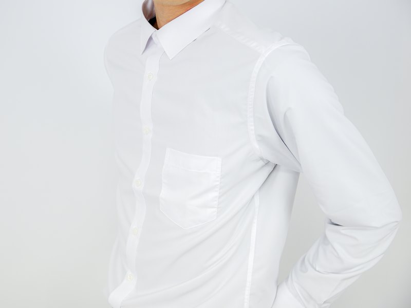 精品極度抗皺 涼感 .男免燙襯衫 高級絲光棉上班 白襯衫(有口袋)mcps30